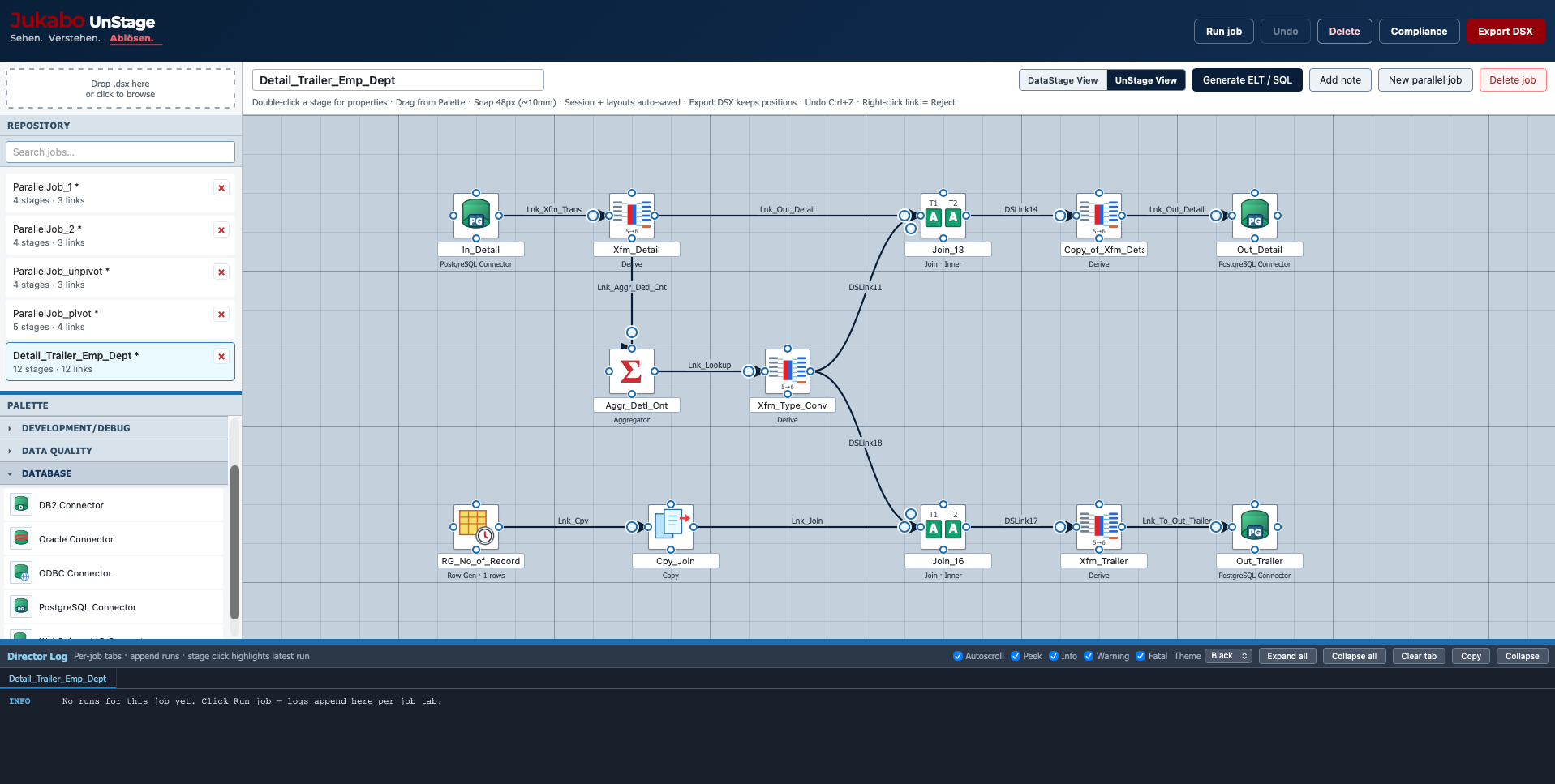 Jukabo UnStage Canvas mit modernem Job-Layout